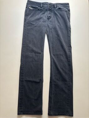 Vintage diesel industry black faded denim 2008 designer straight fit jeans